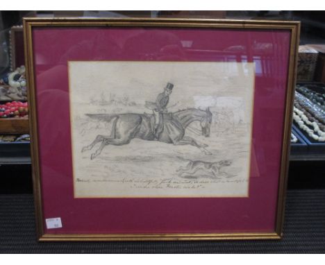 C. B Southcote (British 19th Century), 'The hon. pursued asks refuge in the poultry yard', pencil and bodycolour, signed and 