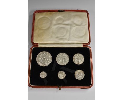 Coins, GB, George V, 197 Proof Set, six coins: 5/-, 2/6d, 2/-, 1/-, 6d &amp; 3d, .500 silver, some bloom on obverse of lower 