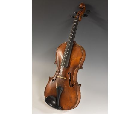 A late 19th century German violin, 36cm two-piece back excluding button, interior paper label inscribed Francefco Ruggeri (si