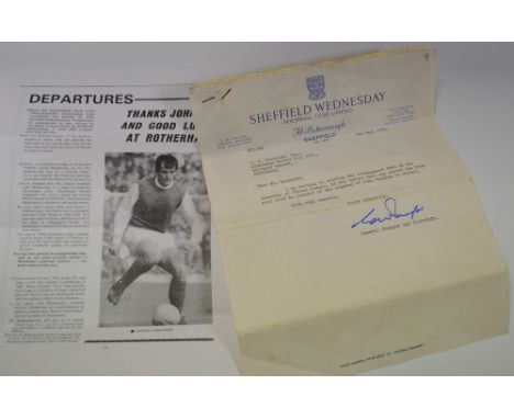 Sport - Sheffield Wednesday Football -  transfer documents for John Fantham (1939 - 2014), the Sheffield Wednesday best post-