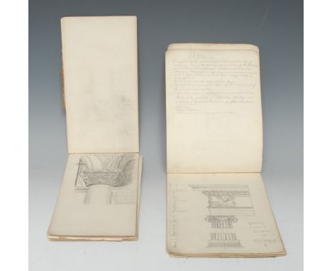 Two late 19th century sketchbooks, drawn in and compiled by T.E. Jeffery, each enclosing full-page and inserted pencil drawin