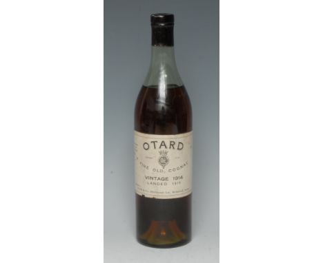 Otard Fine Old Cognac, Vintage 1914, Landed 1915, Shipped by Ellis &amp; Co. (Richmond) Ltd., Richmond, Surrey, 65°, label go