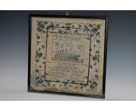 R.M.S. Titanic - a rare memorial paper napkin, Souvenir in Affectionate Remembrance of the Captain, Mates, Crew, & Passengers