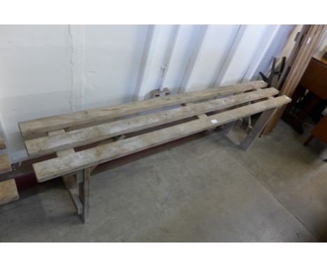 A pine folding pine bench