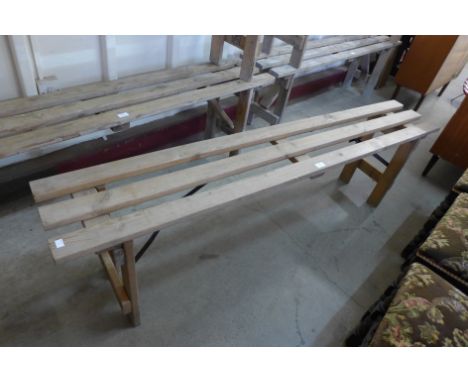 A pine folding pine bench