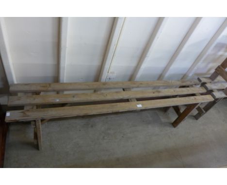 A pine folding pine bench