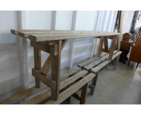 A pine folding pine bench