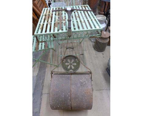 A J.H. Lacey, Long Eaton cast and wrought iron garden roller