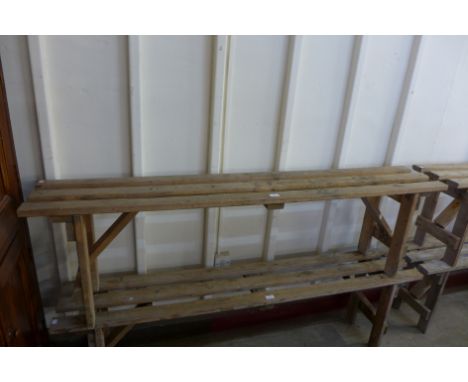 A pine folding pine bench