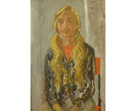 Modern British School, female portrait, oil on board, 82 x 55cms, framed