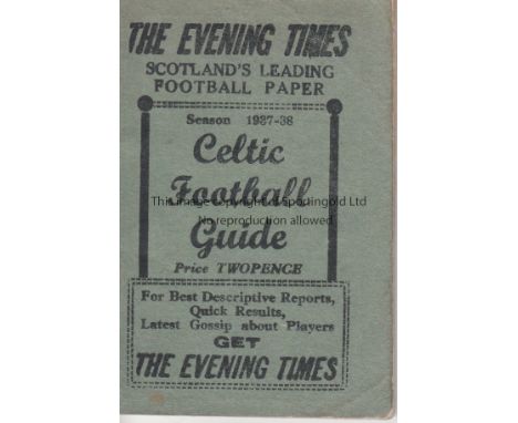 CELTIC  1937-38    Celtic handbook, 1937-38, scores noted in pencil, Celtic Football Guide, 48 pages, some pencil entries.  F