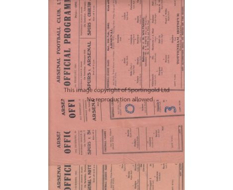 ARSENAL     Four home FL South programmes for season 1945/6 v. Portsmouth team changes, Nottm. Forest creased with minor tear