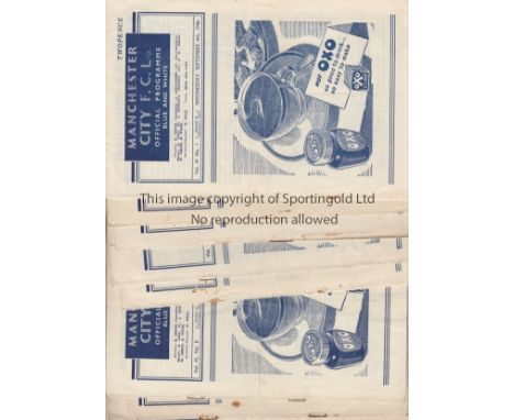 MANCHESTER CITY 46-7   Ten Manchester City home programmes, all 46/7, v Bury (first post war home), Chesterfield, Bradford PA