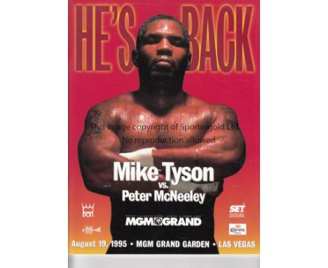 MIKE TYSON         On site programme for the fight against Peter McNeeley 19/8/1995 at the MGM Grand Garden, Las Vegas.   Goo