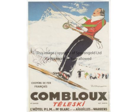 SKI-ING   10" x 8" colour ski poster for Cambloux signed by Eddie Edwards who gained notoriety as a lost cause British ski-ju