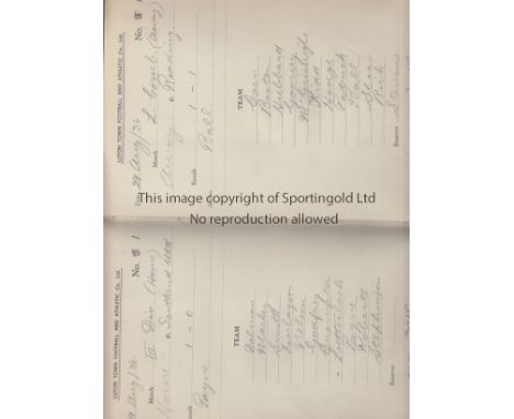 LUTON TOWN 1936-1938    Ledger with official Luton Town heading on each page. Each page has the handwritten Luton team for th
