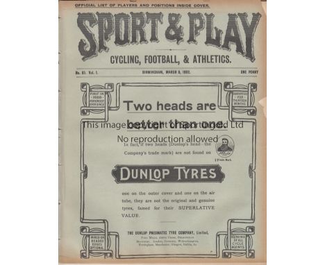 WEST BROM - NEWTON HEATH 1901-02     Issue of Sport and Play dated March 8th 1902, the official programme for Aston Villa, We