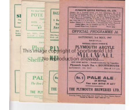 PLYMOUTH   A collection of 40 Plymouth Argyle home programmes 1946/47 to 1983/84 to include v Millwall 1946/47, Newcastle Uni