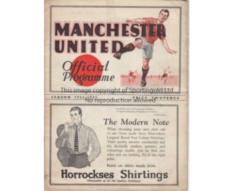 MANCHESTER UNITED - MAN CITY 1932   Manchester United Reserves home programme v Manchester City Reserves, 3/9/1932, third iss