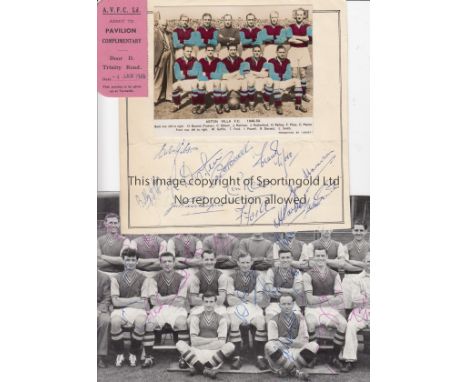 ASTON VILLA   Villa collection of items comprising Villa Pavilion ticket dated 4/1/46 (v Derby), Sport magazine colourised gl