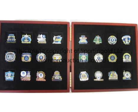 EVERTON VICTORY PINS     Everton Victory Pin Set, Limited edition of metal and enamel pin badges issued to commemorate all Ev