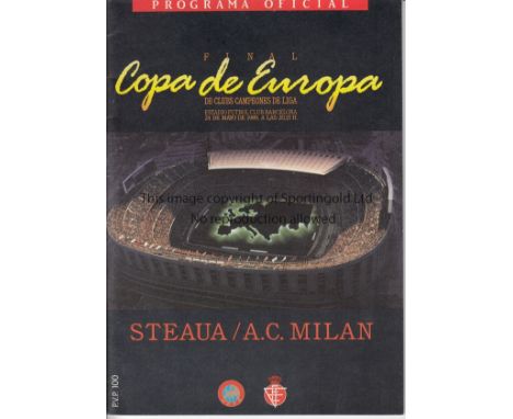 EUROPEAN CUP FINAL 1989   Programme Steaua Bucharest v AC Milan European Cup Final in Barcelona 24th May 1989.         Good