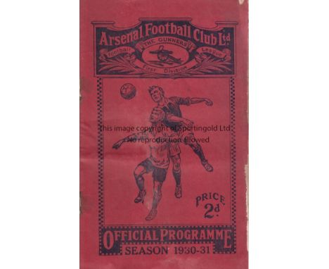 ARSENAL V BOLTON WANDS. 1931      Championship issue programme for the Arsenal home match 2/5/1931 for the 1st League triumph