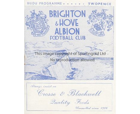 BRIGHTON V ARSENAL 1942     Programme for the London War Cup tie at Brighton 11/4/1942, very slightly rusty staple.   Good