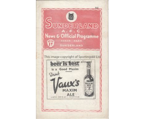 SUNDERLAND - EVERTON 1935/6  Sunderland home programme v Everton 7/3/1936, the game ended 3-3 but Sunderland won the First Di