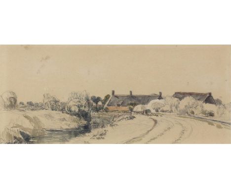 Attributed to Peter de Wint (British, 1784-1849), rural landscape with farmhouse. Watercolour. Framed and glazed. With landsc