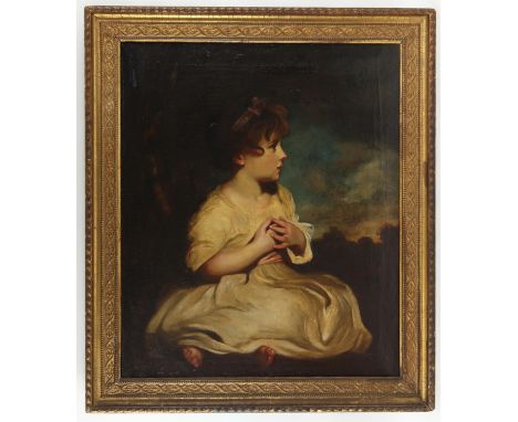 Nineteenth-century English School, portrait of a young girl after 'The Age of Innocence' by Sir Joshua Reynolds. Oil on canva
