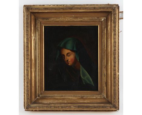 Nineteenth-century European School, portrait of a nun. Oil on panel. Framed. Image size 28.5 x 23cm. 