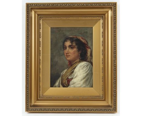 Attributed to Karl Andreas Seeber (Polish, b. 1855), portrait of a young woman. Oil on canvas board. Signed 'C. Seeber' and d