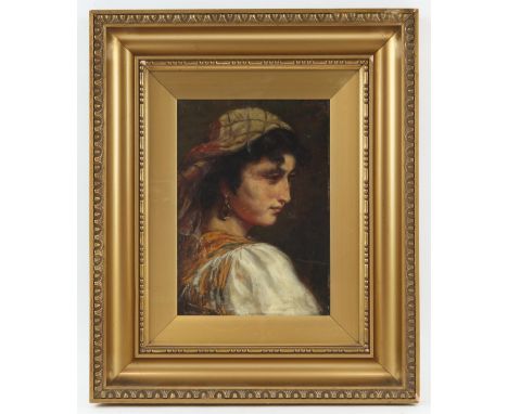 Attributed to Karl Andreas Seeber (Polish, b. 1855), portrait of a young woman. Oil on board. Signed 'C. Seeber' and dated '8