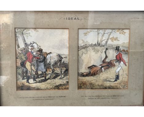 A pair of Hunting watercolours mounted as one