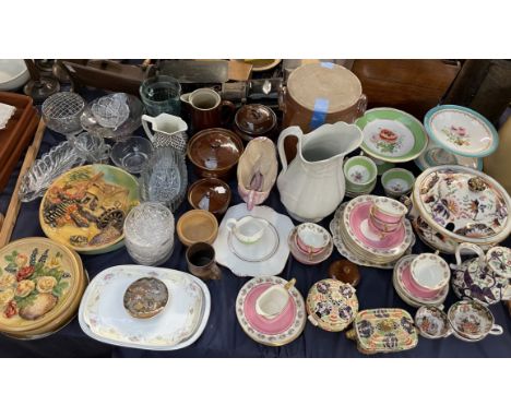 A Royal Worcester Independence Service coffee pot, a Davenport tureen and cover part dessert services, Aynsley part tea set, 