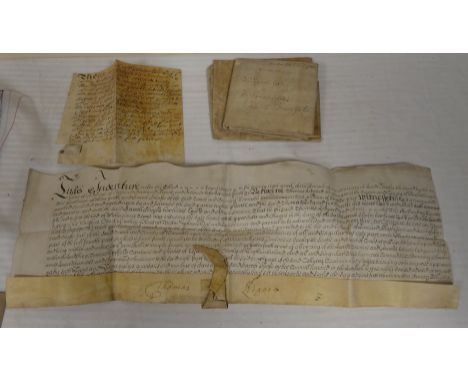Northumberland, Legal Ephemera.&nbsp;&nbsp;4 manuscript documents relating to properties in Northumberland c.1634-1748. Names