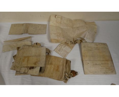 Northumberland, Legal Ephemera.&nbsp;&nbsp;13 manuscript indentures &amp; other documents mainly relating to properties in Al
