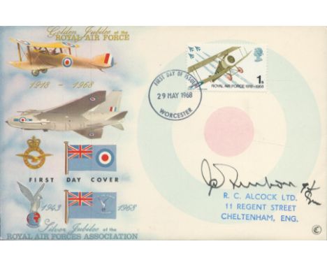 Royal Air Force RAF FDC Signed by J H Freeborn 74 Sqn Battle of Britain Pilot 29 May 1968 Worcester FDI Postmark on 1s RAF 19