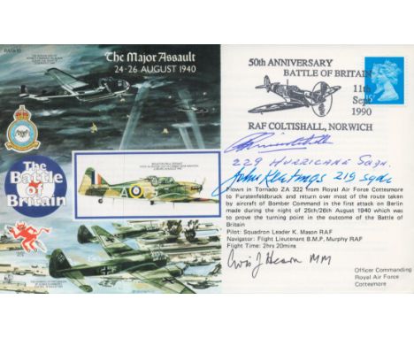 50th Anniv Battle of Britain Signed 3 Battle of Britain pilot Crew WAAF, R R Mitchell, J Keatings, Avis Hearn Battle of Brita