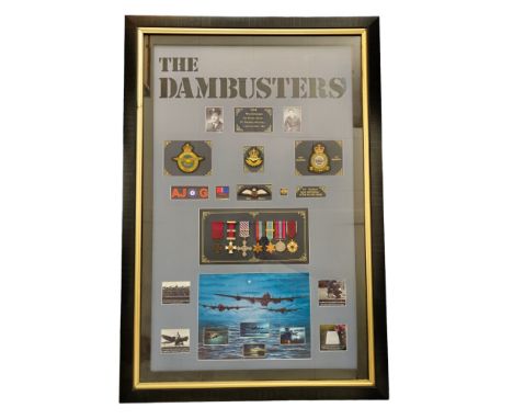 The Dambusters Mounted and Framed Large Commemorative Display with an approx overall size of 53 x 36 inches, includes 4 Cloth