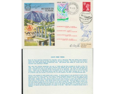 Capt R N Hudson, Capt R Naylor, Capt A B Cutting, Capt D J Dulborough & Sqdn Ldr E Wormald Signed & Flown Cover Retour En Tun