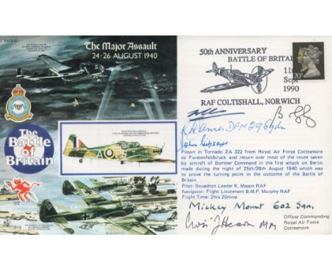 Battle of Britain Major Assault Signed 4 Battle of Britain, Pilots, Crew, WAAF. R H James, J AA Gibson, M Mount Pilots & A He