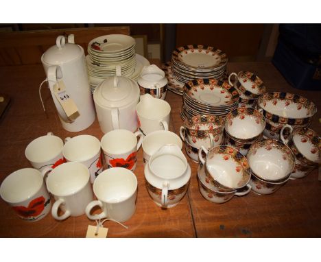 A Victorian 'Stanley' china tea service decorated with floral borders; together with a Wedgwood 'Susie Cooper' design coffee 