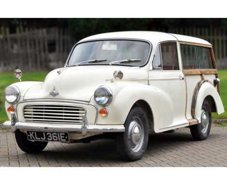 A Morris Minor Traveller, finished in white with red upholstery, mileage 84,409, current MOT valid until 16 March 2017.
This 