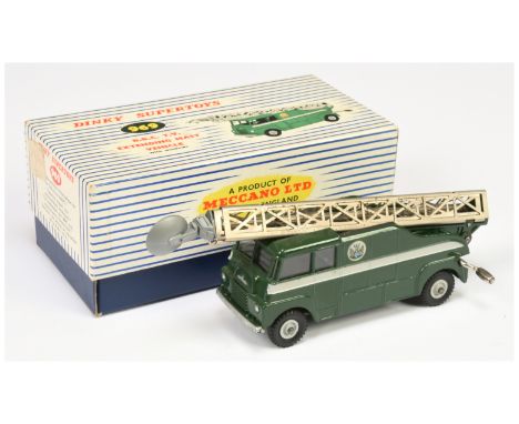 Dinky 969 BBC TV Extending Mast Vehicle - dark green body with light grey side stripes, light grey Supertoy hubs, complete wi