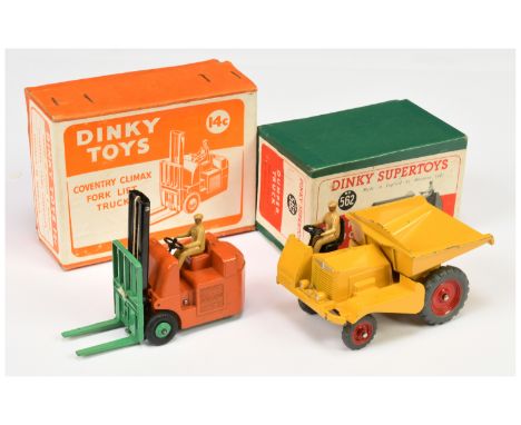 Dinky pair of &nbsp;Construction Vehicles - to include (1) &nbsp;14c Coventry Climax Forklift Truck - orange with green forks