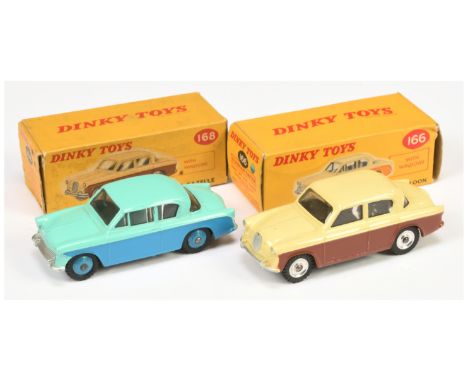 Dinky Pair of British Cars - (1) 166 Sunbeam Rapier Saloon - turquoise body, mid blue side panels &amp; ridged hubs - Excelle