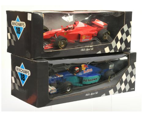 Minichamps 18 Series pair 1/18th (1) 180970006 Ferrari F 310B - E. Irvine (2) Sauber Petonas "Red Bull"- Near Mint to Mint in