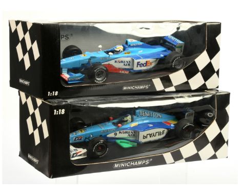 Minichamps 1/18 scale pair (1) 180980095 Benetton F1 - G. Fisichella (2) 180990009 Benetton B199 - G. Fisichella - Near Mint 